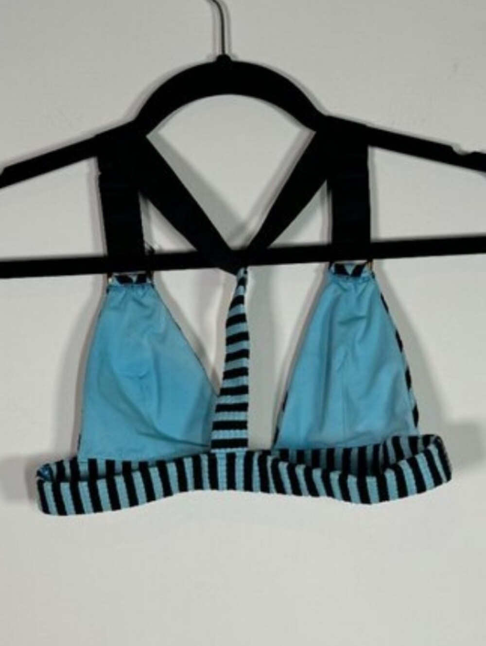 Rays For Days Sky and Black Striped Bikini Set - Picture 3 of 6